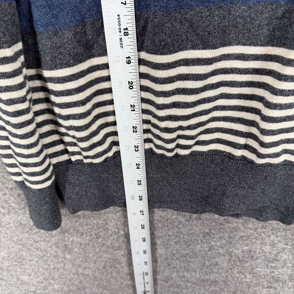 Nautica Sweater Pullover Men M Medium Gray Striped Button Knit Long Sleeve - Picture 6 of 7